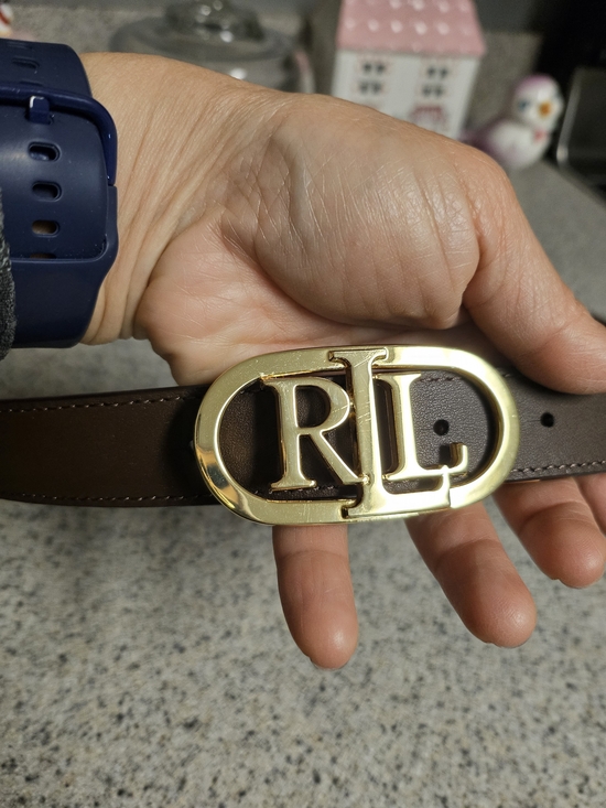 Ralph Lauren Brown Leather Belt with Gold RL Buckle main image 5
